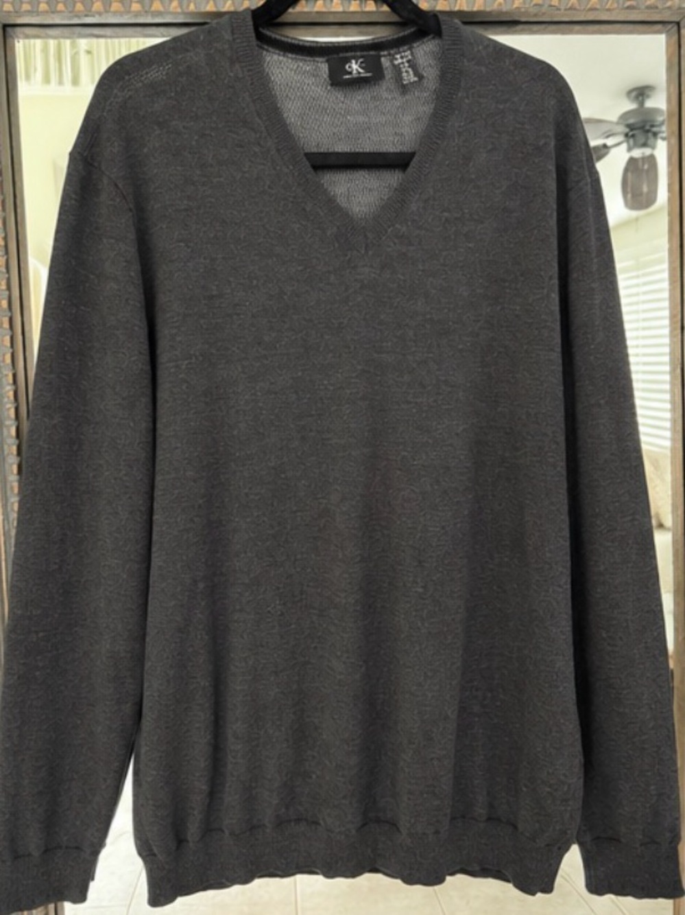 Calvin Klein Men's Dark Charcoal V-Neck Sweater